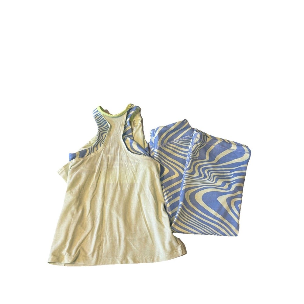 Athleta Girl 2pc Lot XS 6 Green Blue Top & Flare Yoga Pants Bundle Girls Kids
